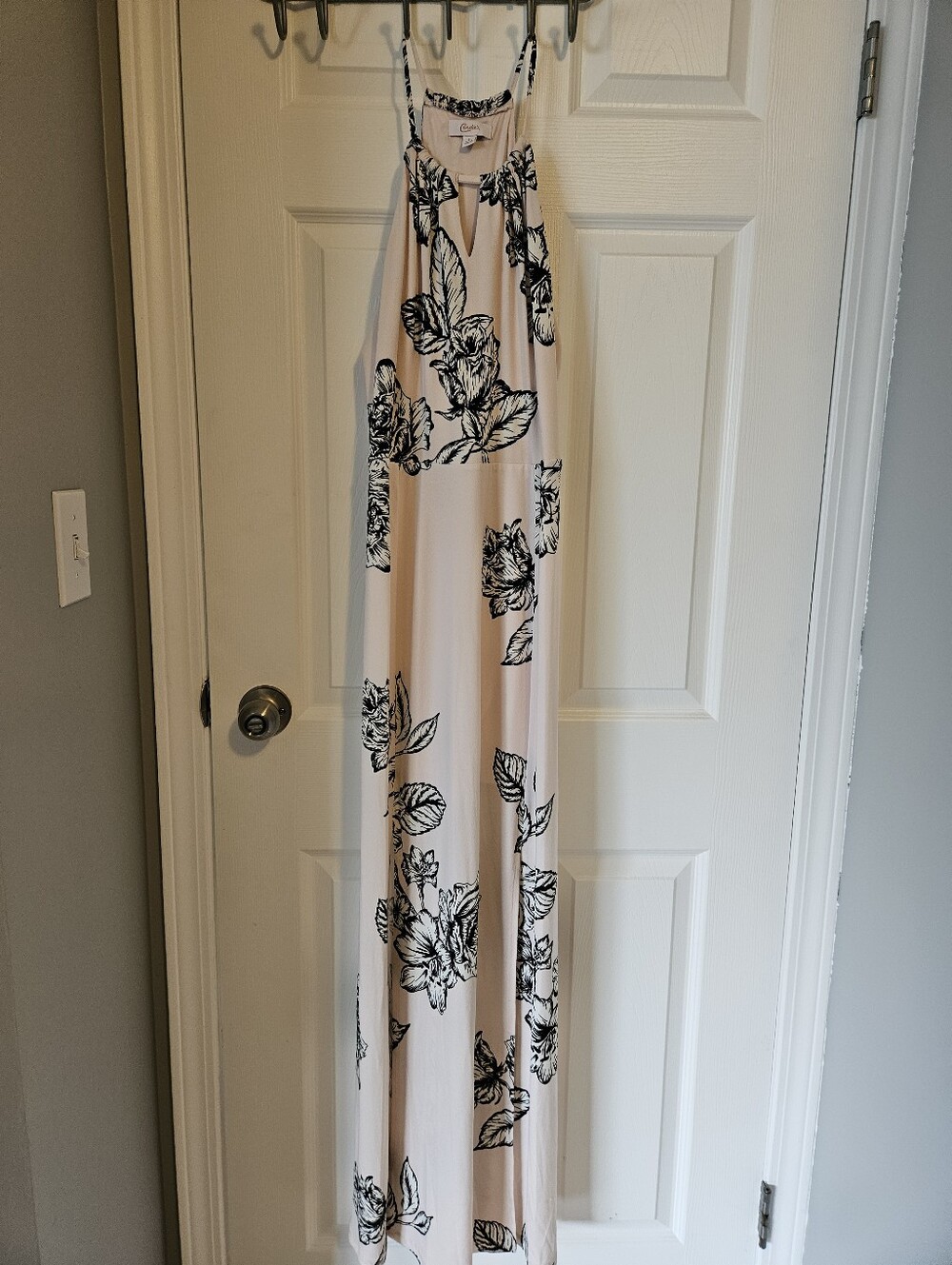 Light Pink Floral Halter Maxi Dress